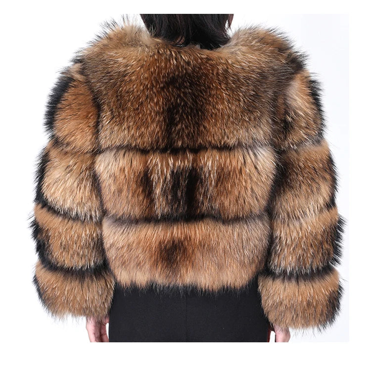 2024 maomaokong Super Hot Winter Women Luxury Thick Real Raccoon Fur Coat Natural Fox Fur Jacket Plus Size Jackets Female Vest