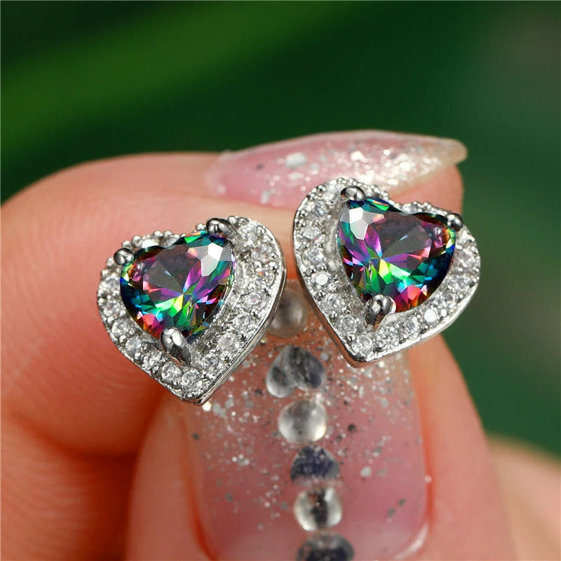 Huitan Fashion Simple Heart Design Women Earring 7 Colors Available Suitable for All Occasions Wedding Party Daily Wear...