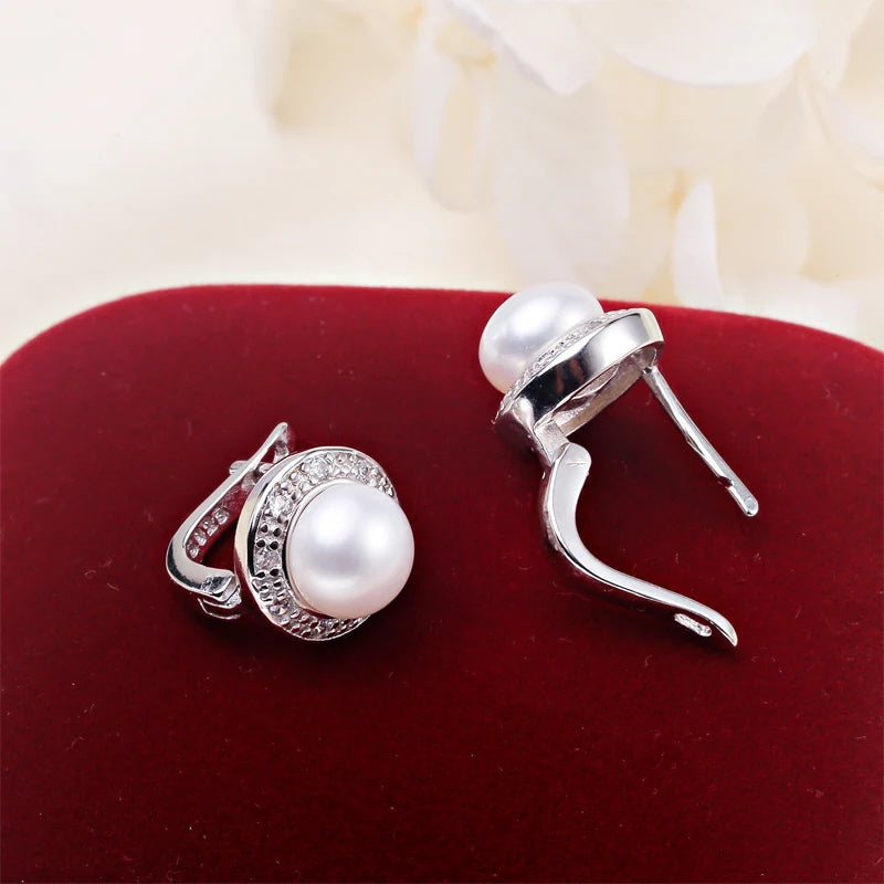 ZHBORUINI 2024 New Pearl Earrings 925 Sterling Silver Jewelry Vintage Style Natural Freshwater Pearl Stud Earring For...