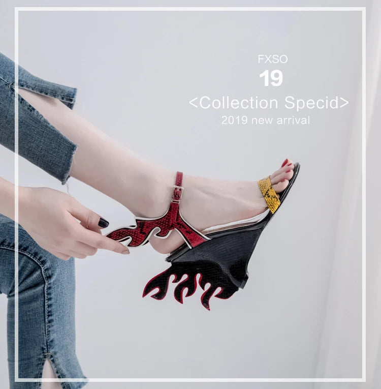 High Heels Sandals Women Summer Women Wedding Shoes Platform Wedges Casual Large 10cm Flame Get Together Casual Sandals Orange - Kimlud