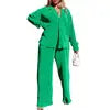 Women's Tracksuit Two Piece Sets Loose Long Sleeve Shirt Tops and Wide Leg Pants Elegant Suits _ Summer Casual Female Outfits