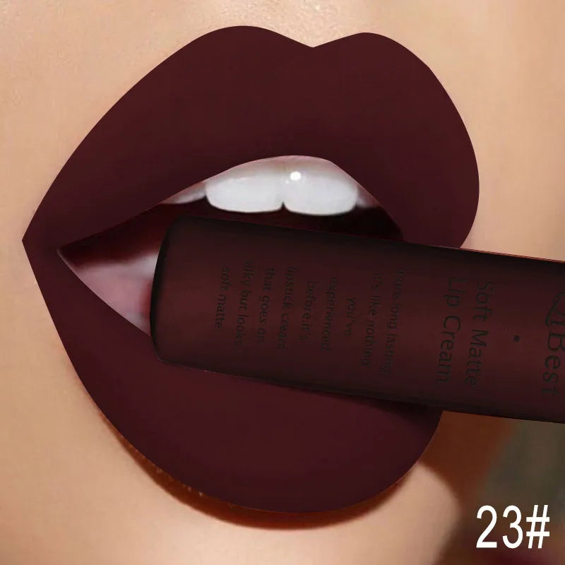 QIBEST Brand 34 Colors Liquid Lipstick Waterproof Matte Nude Lipstick Pigment Red Long Lasting Lip Gloss Women Makeup...