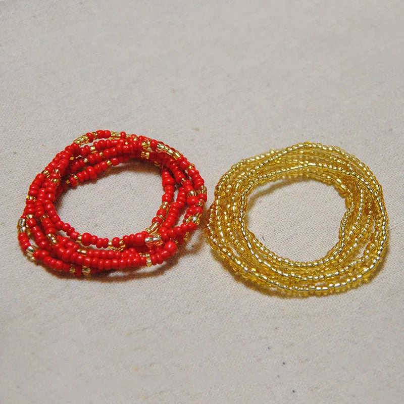 2 Pcs Sexy Summer Waist Bead Chains African Belly Beads Colorful Beach Bikini Body Belly Chain Elastic Jewelry for Women Girls - Kimlud