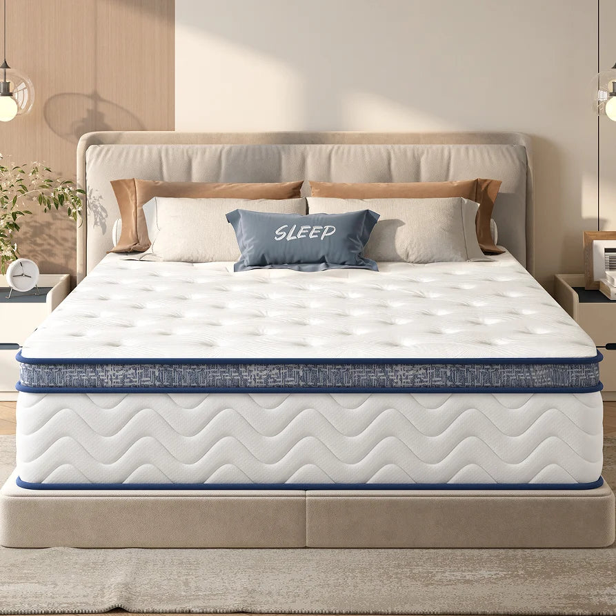 Size Foam Mattress 12 Inch Individually Pocketed Innerspring Medium Firm Bedroom Home Furniture | Kimlud Luxury Bed