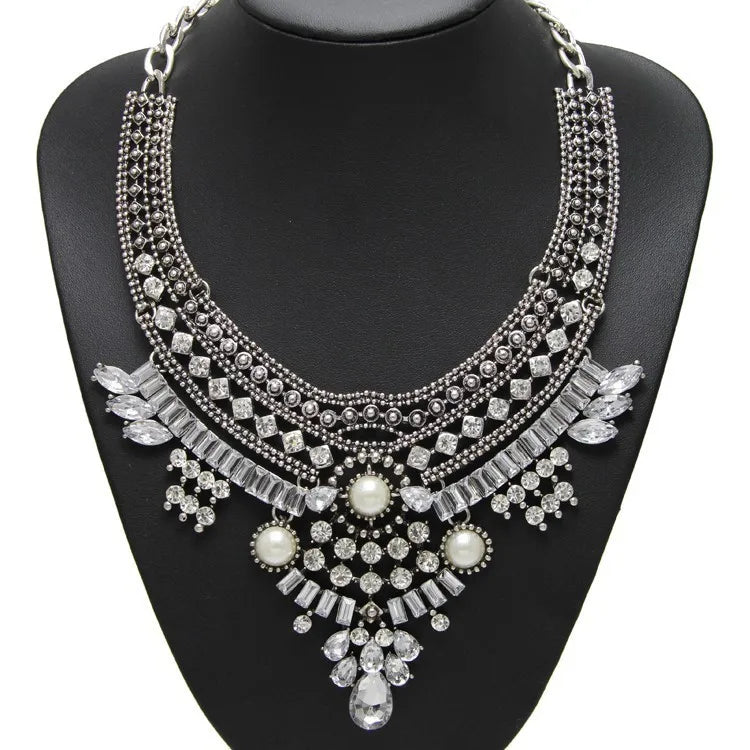 Indian Fashion Silver Plated Vintage Statement Large Necklace Women Boho Ethnic Maxi Big Collar Chunky Choker Necklace Jewelry