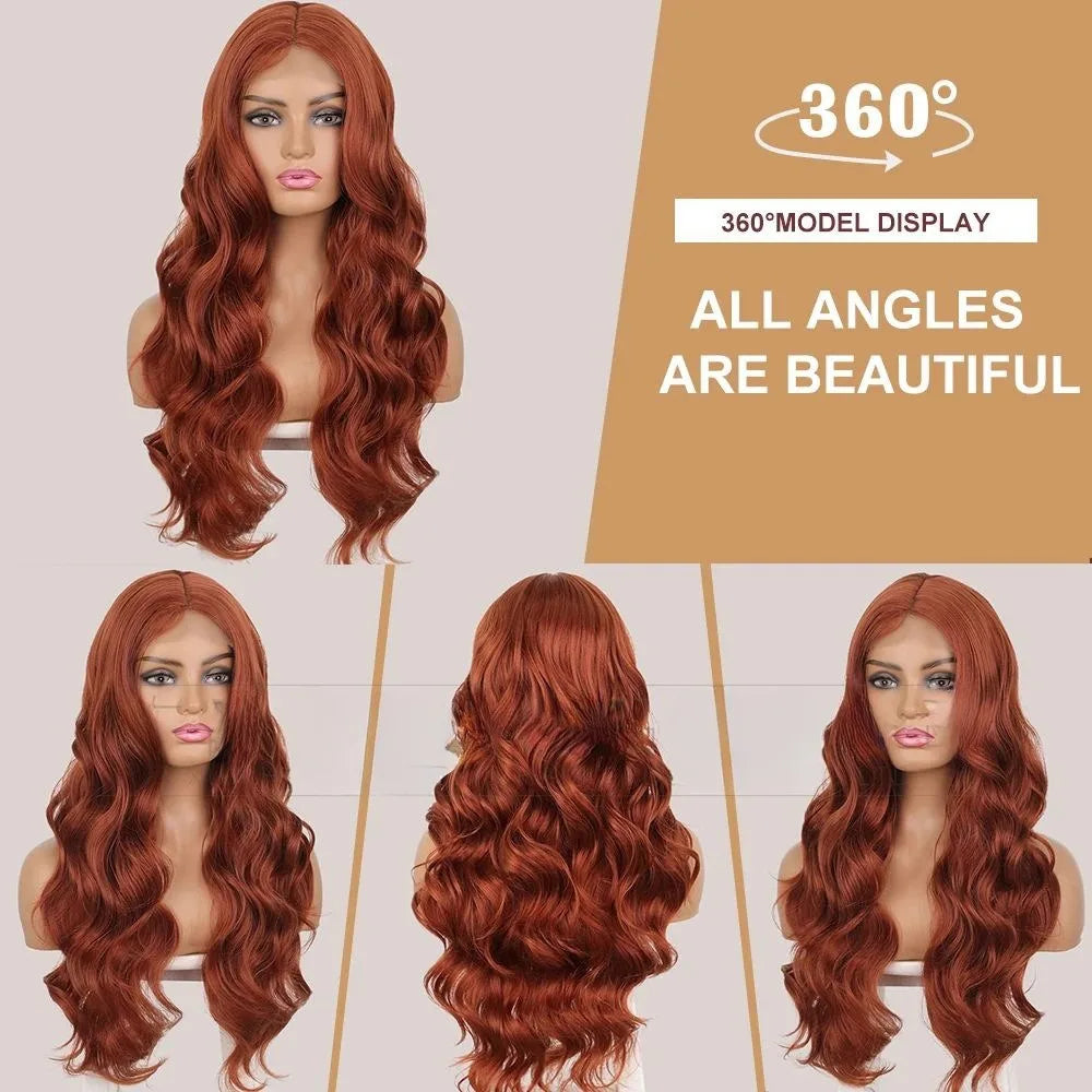 Europe and the United States Before the Lace Chemical Fiber Women's Big Wave Long Curly Hair Synthetic High Temperature Silk Wig
