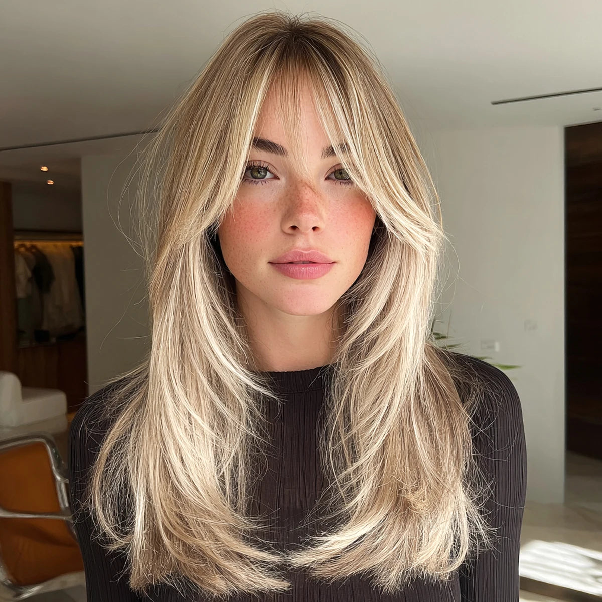 20 Inch Ombre Gold Straight Bangs Best-selling Synthetic Wigs High Quality Ladies Hair Wigs Vendor Costume Wig for Women SM242