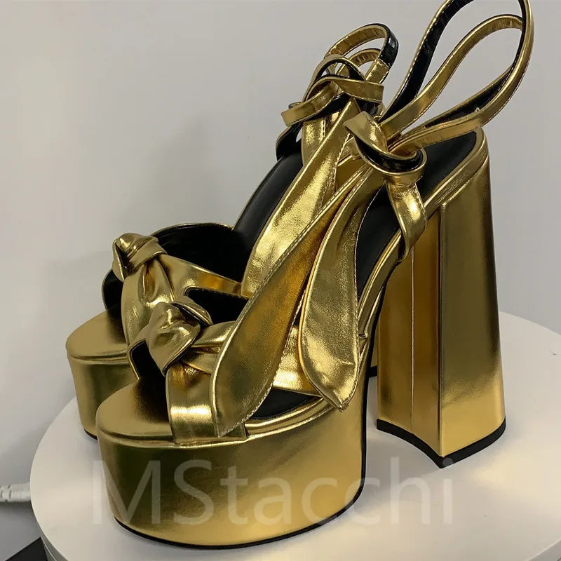 MStacchi Women's Sandals High Platfrom Chunky Heels Shoes Summer Peep Toe Ankle Strap High Heels Party Shoes Sandalia Feminina - Kimlud