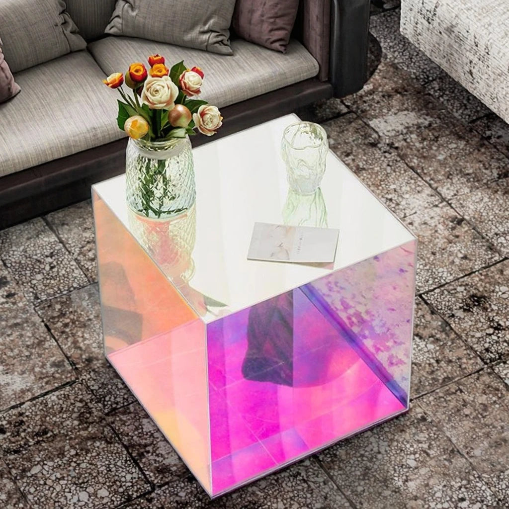 FURNITURE Designers Unique Acrylic Coffee Table Acrylic Side End Table for Living Room Luxury Checkerboard Cube Decorate - Kimlud