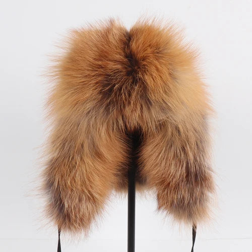 2025 New Women Natural Fox Fur Russian Ushanka Hats Winter Thick Warm Ears Fashion Bomber Hat Lady Genuine Real Fox Fur Cap