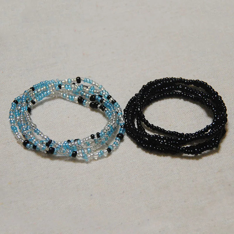 2 Pcs Sexy Summer Waist Bead Chains African Belly Beads Colorful Beach Bikini Body Belly Chain Elastic Jewelry for Women Girls - Kimlud