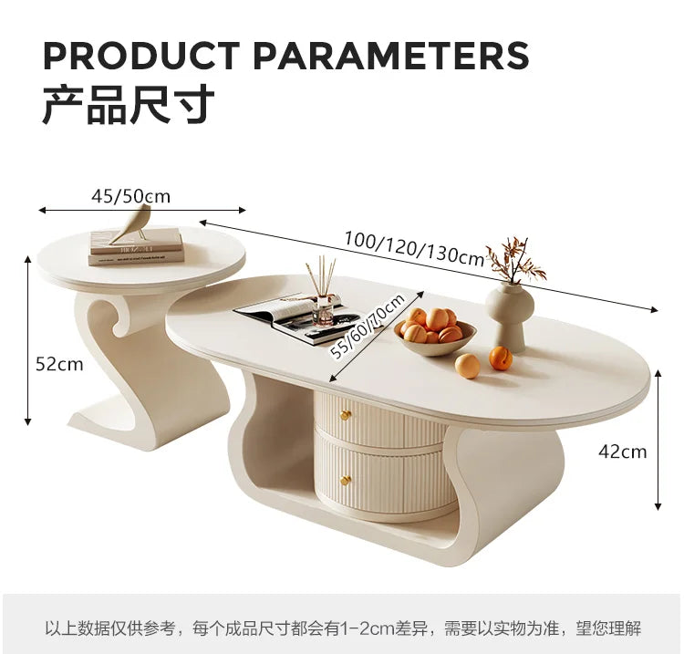 Italian Luxury Modern Simple Design Oval Coffee Table Advanced Lighting Combination for Small Home Hotel Living Room...
