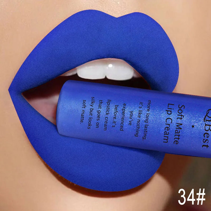 QIBEST Brand 34 Colors Liquid Lipstick Waterproof Matte Nude Lipstick Pigment Red Long Lasting Lip Gloss Women Makeup...