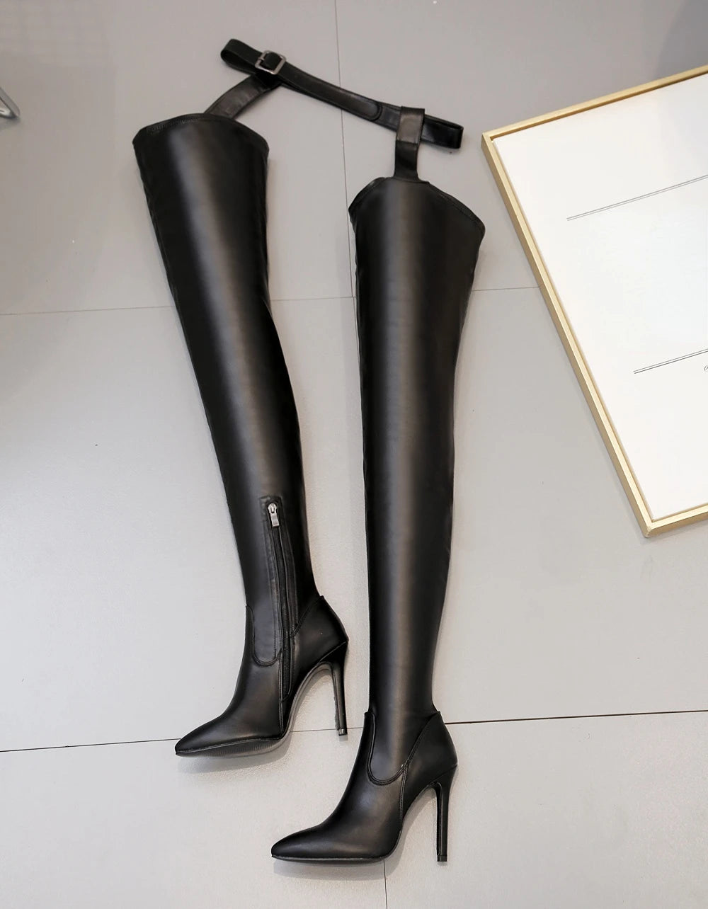 New Style 1 Pair Luxury Over Knee Long Fashion Spike Heel Snakeskin Thigh High Women's Boots