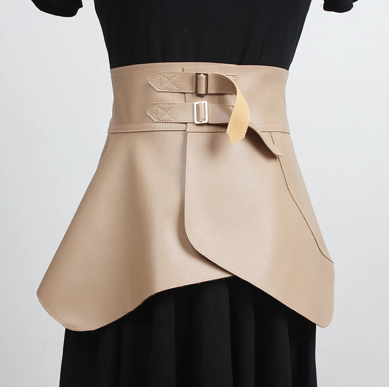 Women's runway fashion PU leather Cummerbunds female vintage Dress Corsets Waistband Belts decoration wide belt R3451 |...