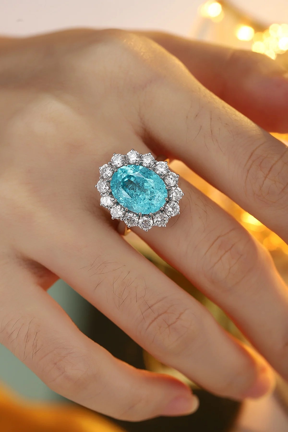 Lanphear Jewelry Platinum Plated Engagement Wedding Ring with Oval Lab-Grown Diamond Halo and Prong Setting | Kimlud...