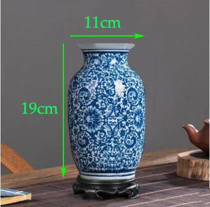 Chinese Jingdezhen Blue White Porcelain Antique Ceramic Vase Home Livingroom Table Figurines Decoration Store Flower Pot Crafts