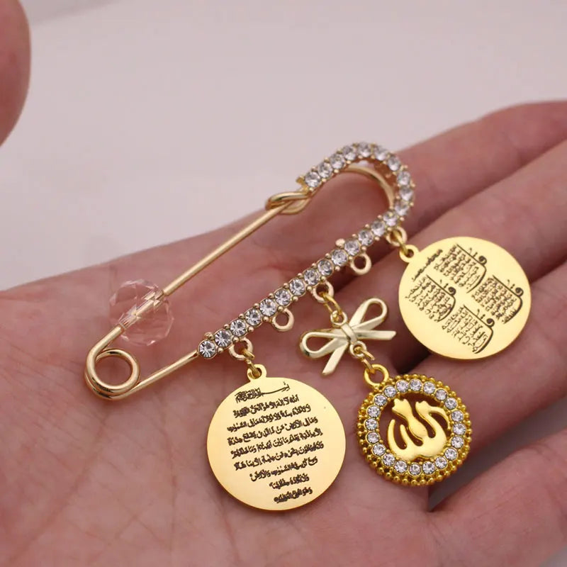 Islam Allah four Qul suras Quran AYATUL KURSI baby pin brooch - Kimlud