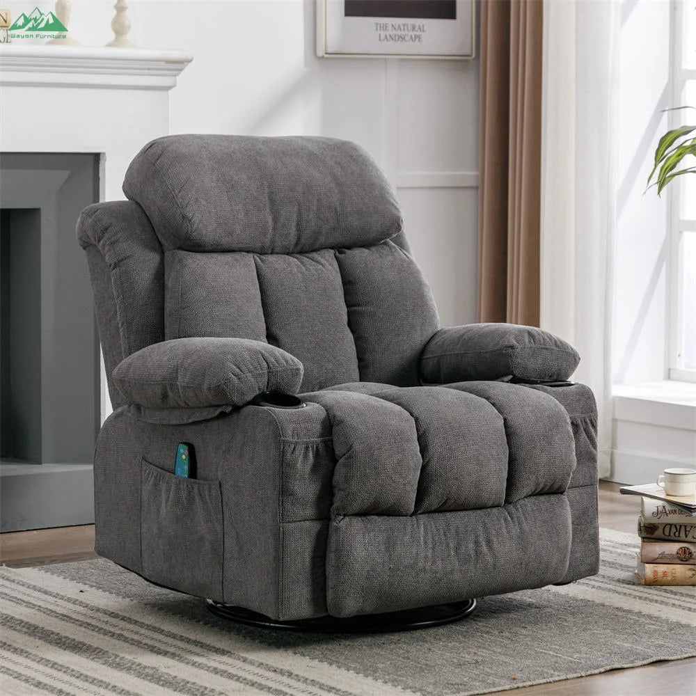 Wayon Modern Metal Frame Massage Heated Recliners with Remote Control and USB Charge Port for Home Furniture | Kimlud...