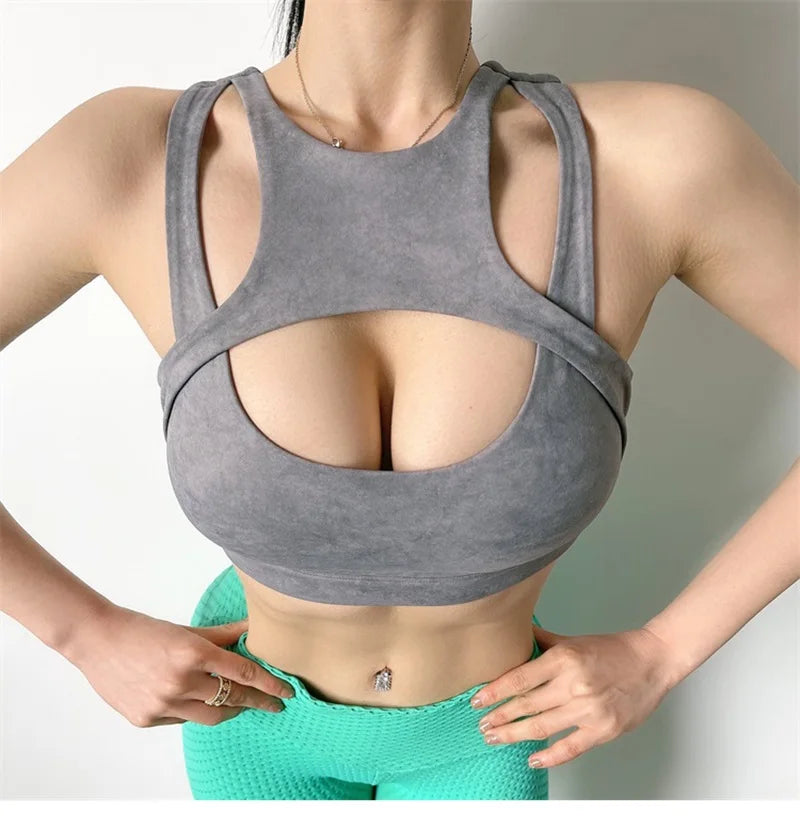 Cloud Hide HOT GIRL Running Sports Bra Fitness Yoga Crop Tank Top Underwear Sexy Women Vest Shockproof Shirt Jogging Sportswear - Kimlud