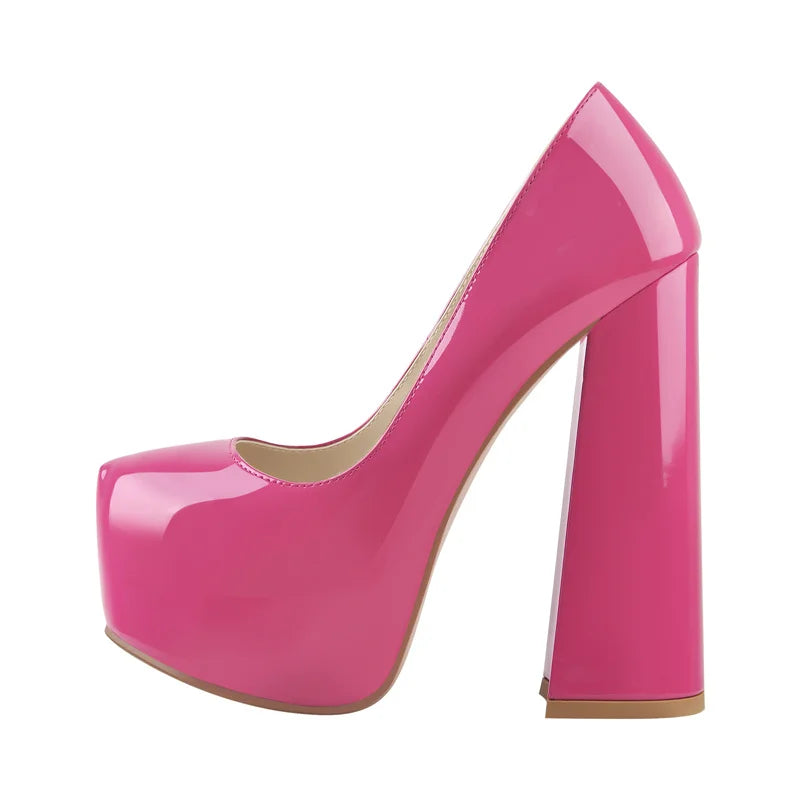 Onlymaker Women Platform Pumps Super Square Chunky High Heels Pointed Toe Slip On for Wedding Party Shoes Plus Size Shoes