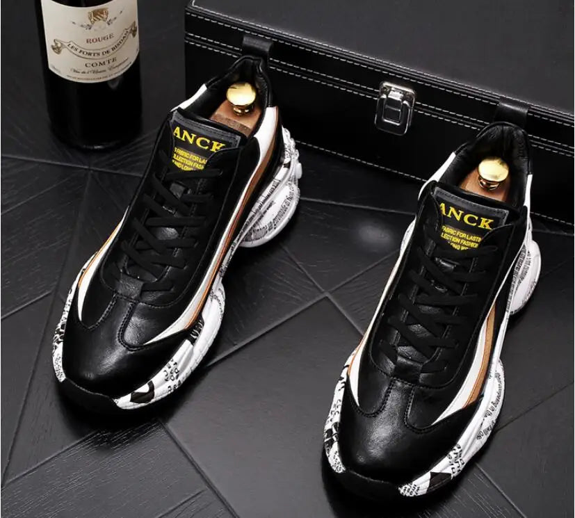 New Fashion Thick Sole Platform Sneakers Men Vulcanize Shoes Man Mixed Color Chunky Shoes Men Trainers Soft Shoes BM1198