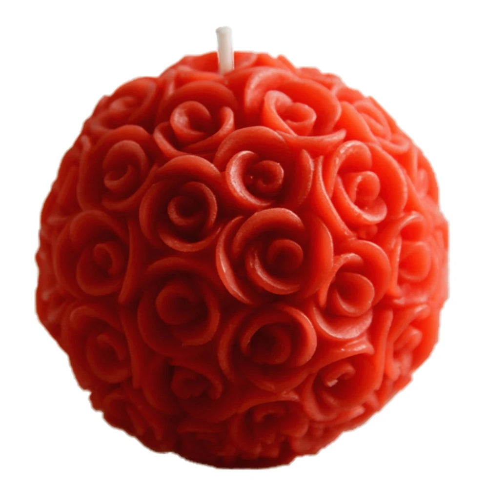 3D Rose Shape Ball Candle 7cm Rose Scented Flower Candles Girls Home Birthday Party Decoration Ball Wax Fragrance Candles Gift