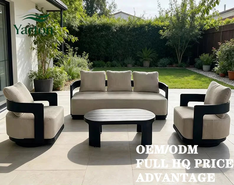 Custom Modern Design Aluminum Garden Sofa Outdoor Furniture Set Waterproof Cushions for Balcony Patio Hotel Villa...