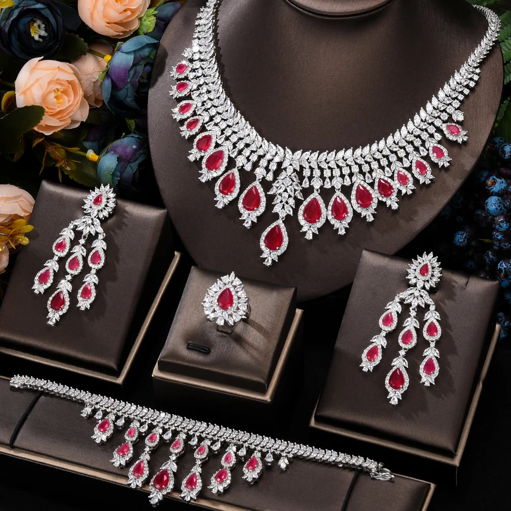 GODKI Famous Brand Green CZ Luxury African Jewelry Sets For Women Wedding Party Zircon Crystal Dubai Bridal Jewelry Set Gift