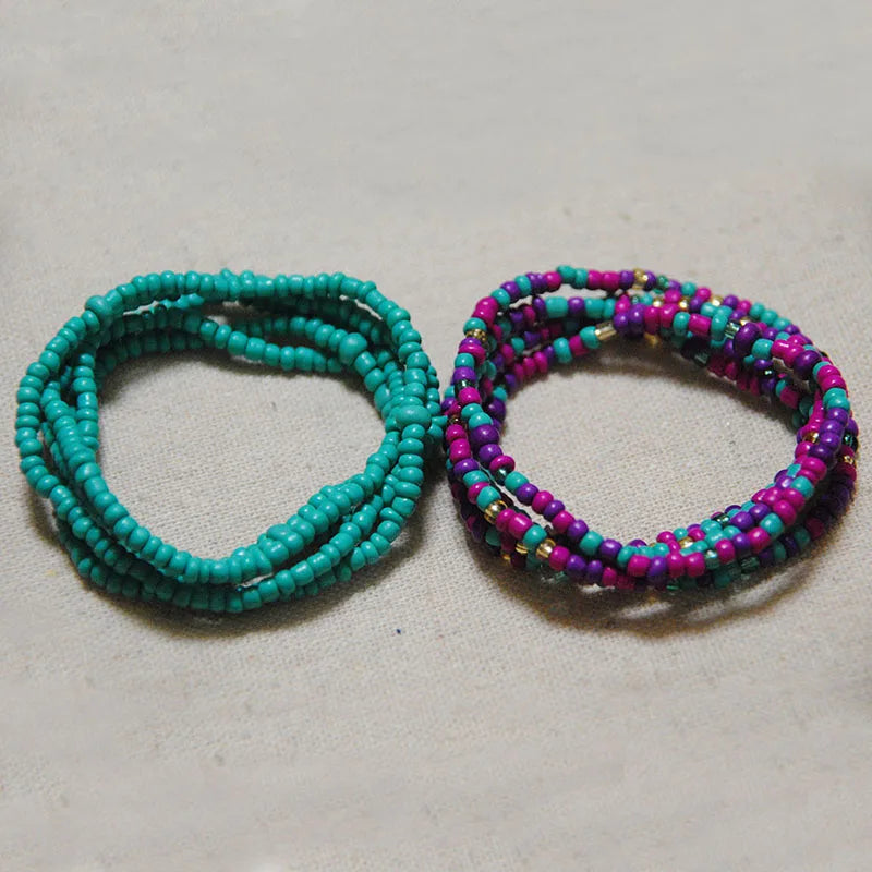 2 Pcs Sexy Summer Waist Bead Chains African Belly Beads Colorful Beach Bikini Body Belly Chain Elastic Jewelry for Women Girls - Kimlud