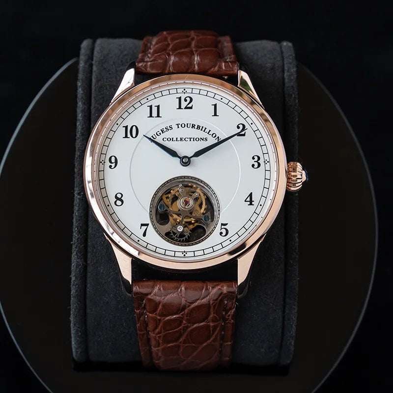 Sugess Genuine Tourbillon Business Men Watch Original ST8000 Movement Luxury Skeleton Mechanical Watches Sapphire Wristwatches - Kimlud