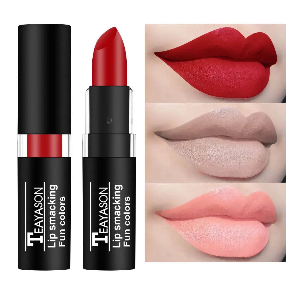 1Pcs Long Lasting Pigment Nude Purple Black Blue Red Green Lipstick Waterproof Velvet Matte Luxury Lips Makeup Cosmetics