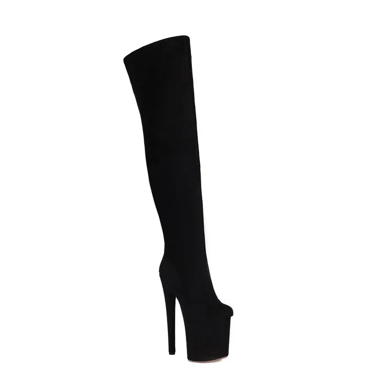 Super High Women Patent Thigh High Platform Shoes Ladies Over Knee Boots Stiletto Night Club Pole Dancer Long Booties