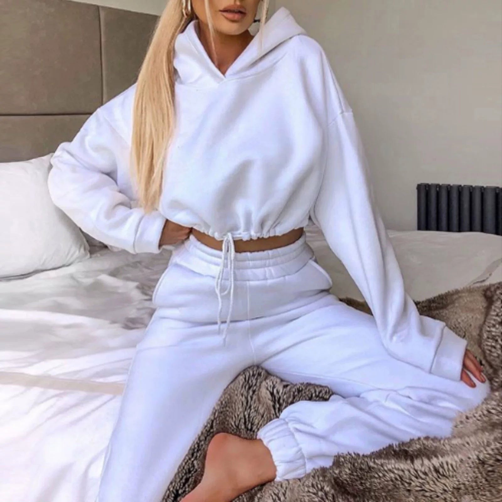 Fashion Trend Women's Wear, Long-sleeved Sports Casual Suit Waist Two-piece Set - Kimlud