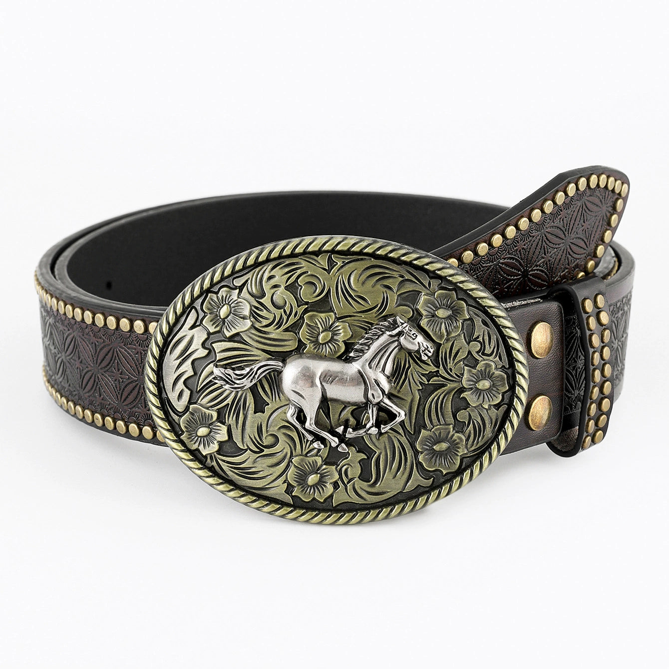 Denim Belt Cow Head Large Plate Buckle Trendy Denim Belt Cow Head
