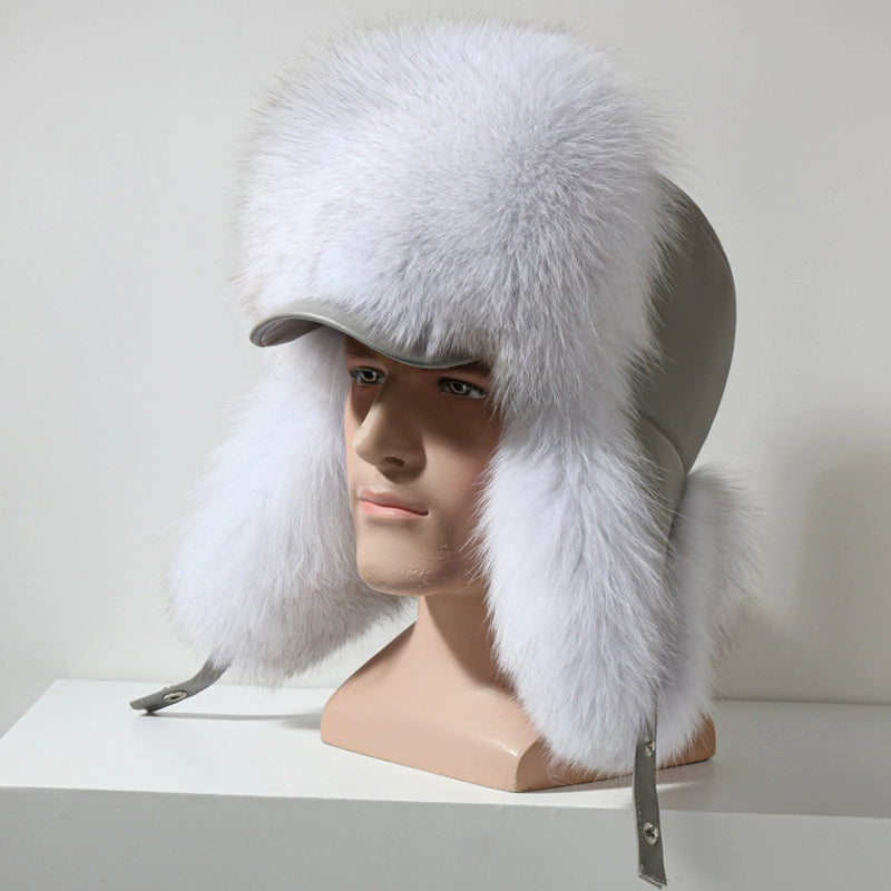 Winter Middle-Aged and Elderly Raccoon Fur Leather Men Ushanka