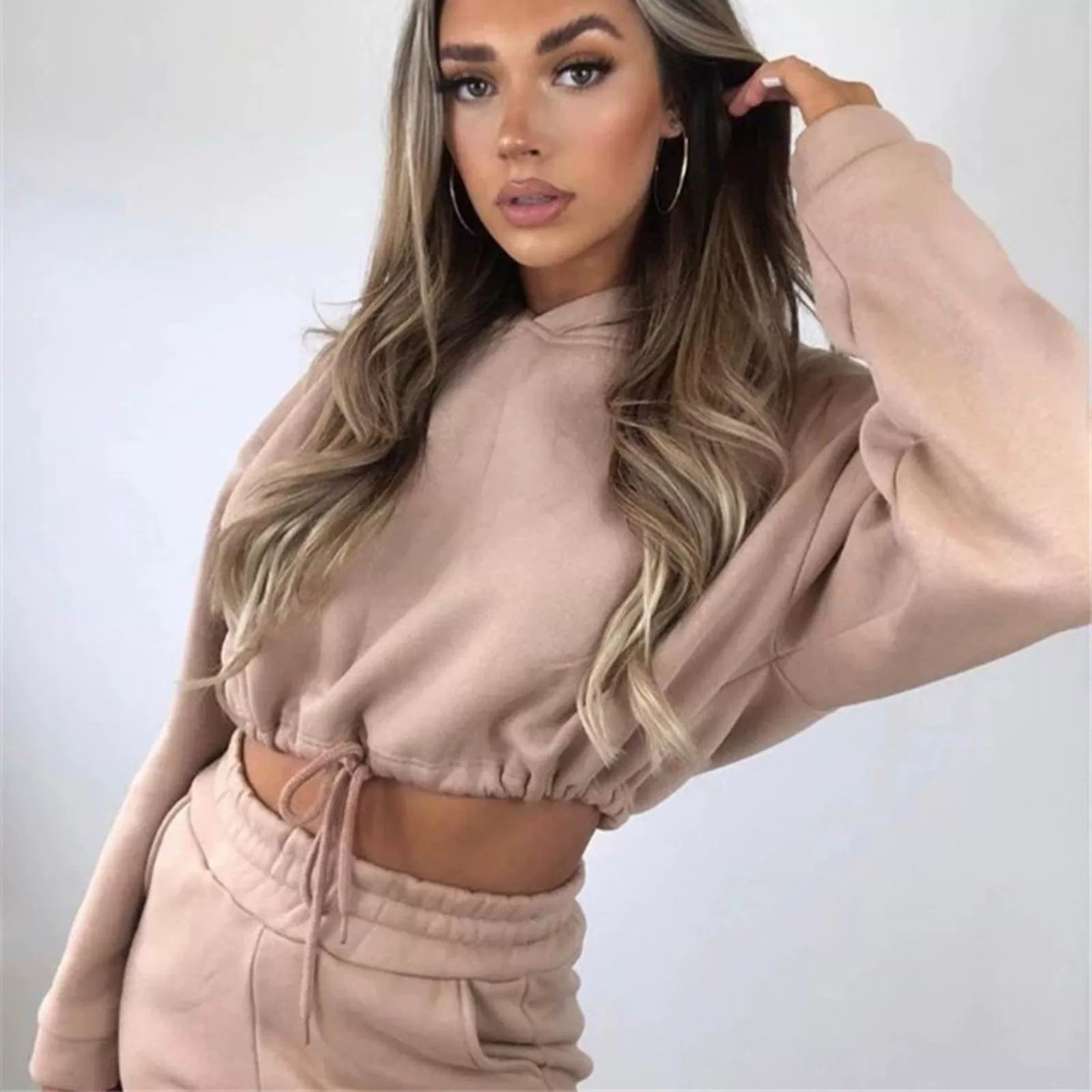 Fashion Trend Women's Wear, Long-sleeved Sports Casual Suit Waist Two-piece Set - Kimlud