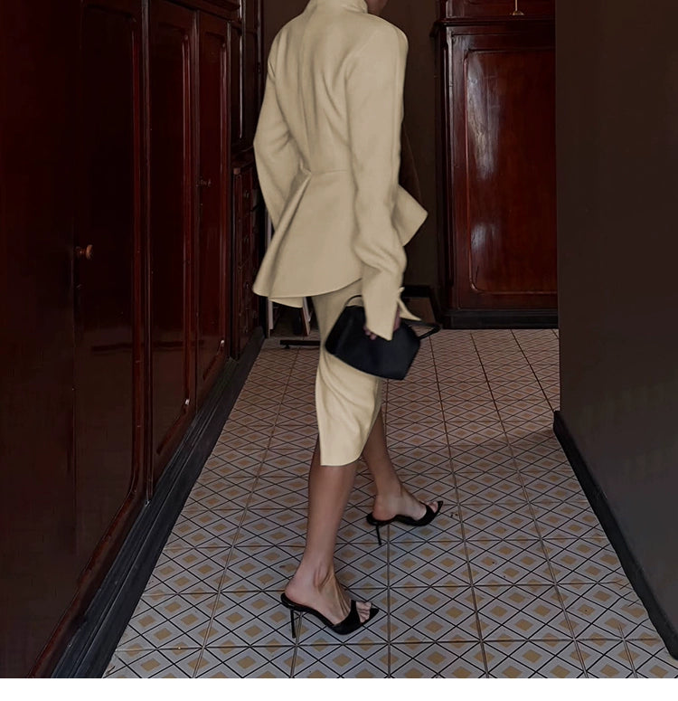 # Sisjuly# Fashion Fashion Elegance Business Style Button Long Sleeves Tops High Waist Mid Skirt Suit Women