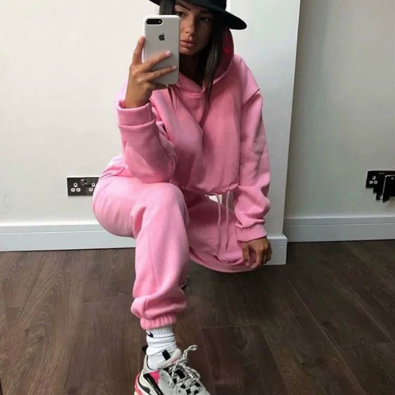 Fashion Trend Women's Wear, Long-sleeved Sports Casual Suit Waist Two-piece Set - Kimlud