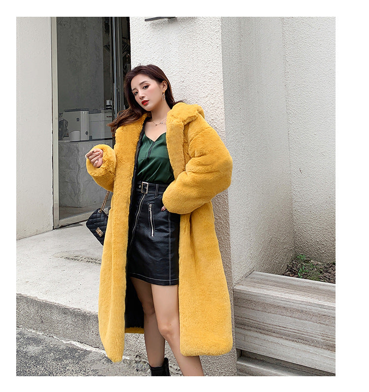 2024 New Winter Hooded Women Faux Fur Coat Ladies Thick Warm Long Fur Jacket Soft Tedy Female Loose Faux Fur Coats Outwear Parka