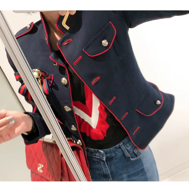 Women's Korean-Style Short Coat for Autumn and Winter Stand-up Collar Slim Fit