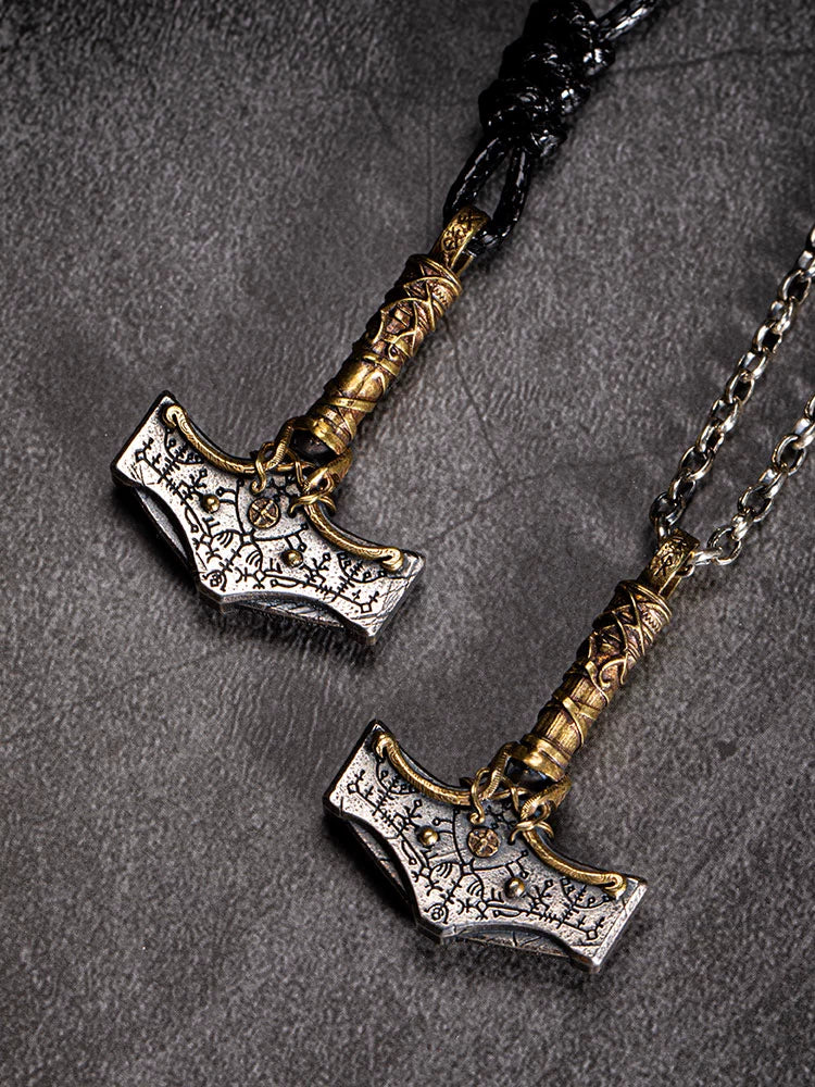 Trendy Men's Scandinavian Carved Quake Silver Single Necklace