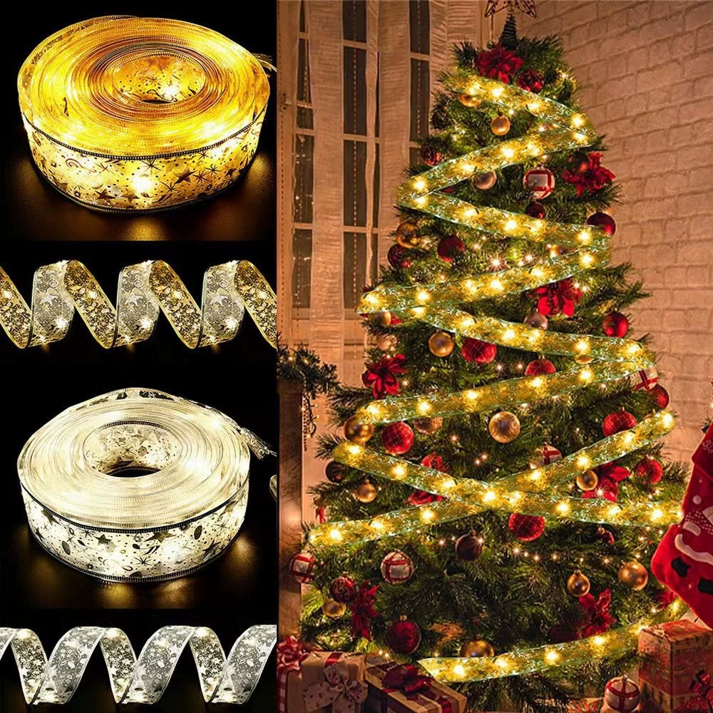 Christmas Tree Decorative Lamp Christmas Scene Layout Pendant Lighting Ribbon Luminous Ribbon LED Lighting Chain Ribbon Ornaments