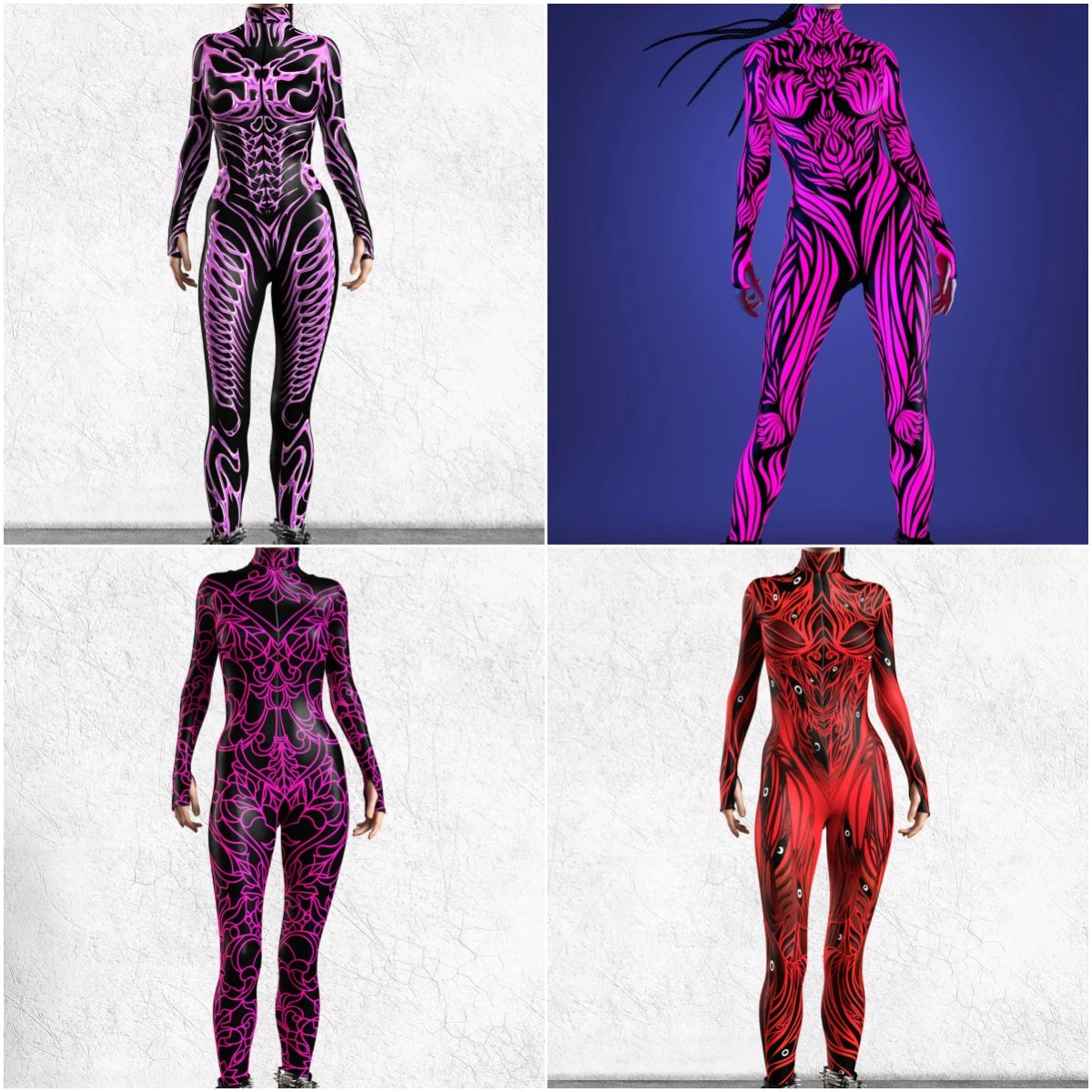 Women 3D Painted Cosplay Jumpsuit Cyberpunk Muscle Bodysuit Halloween Carnival Party Performance Zentai Suit Aerial Yoga