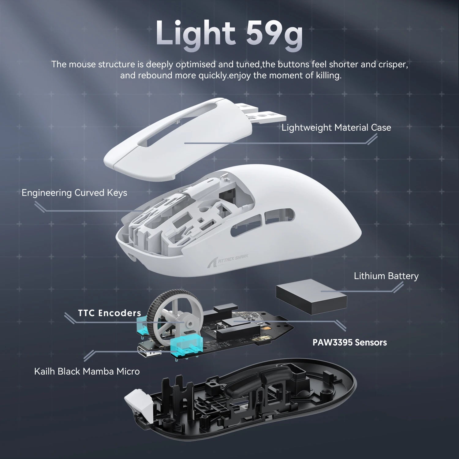 Attack Shark X3Pro X3 Wireless Mouse Lightweight PAW3395 26000dpi Tri-Mode Connection Macro Gaming Mouse for Win/Xbox/PS/Mac