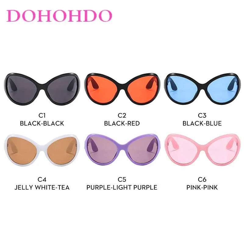 Fashion Luxury Brand Oversized Oval Y2K Punk Sunglasses Men Women Trend Hip Hop Personality Outdoors Driving Sunglasses UV400 - Kimlud