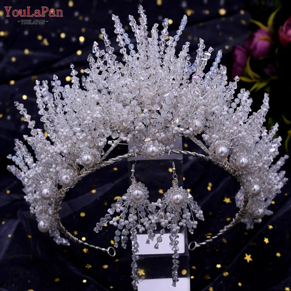 YouLaPan HP193P Wedding Headwear Necklace Earrings Jewelry Set Bride Headbands Rhinestone Headpiece Bridal Tiaras and Crowns