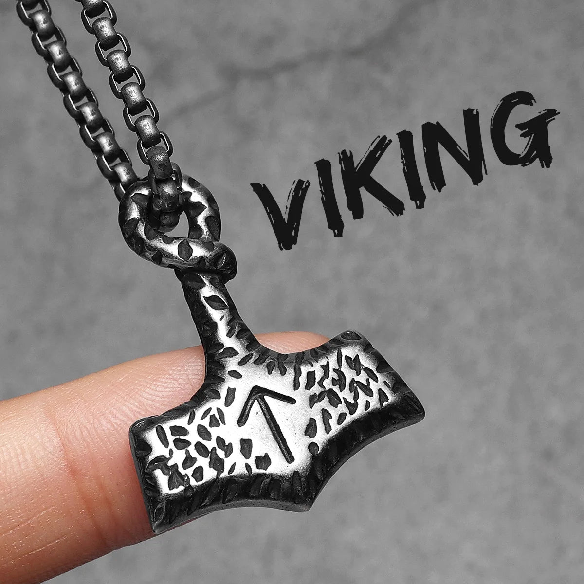 Retro Unique Thor's Hammer Men Necklaces With Pendant Stainless Steel Jewelry For Male Women Punk Hip Hop Accessories Gifts