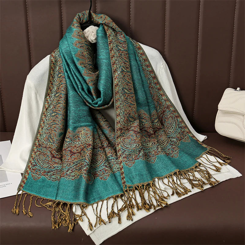 Luxury Brand Autumn Cashmere Pashmina Shawl Lady Wrap Warm Winter Scarves Design Print Female Foulard Cotton Stoles...