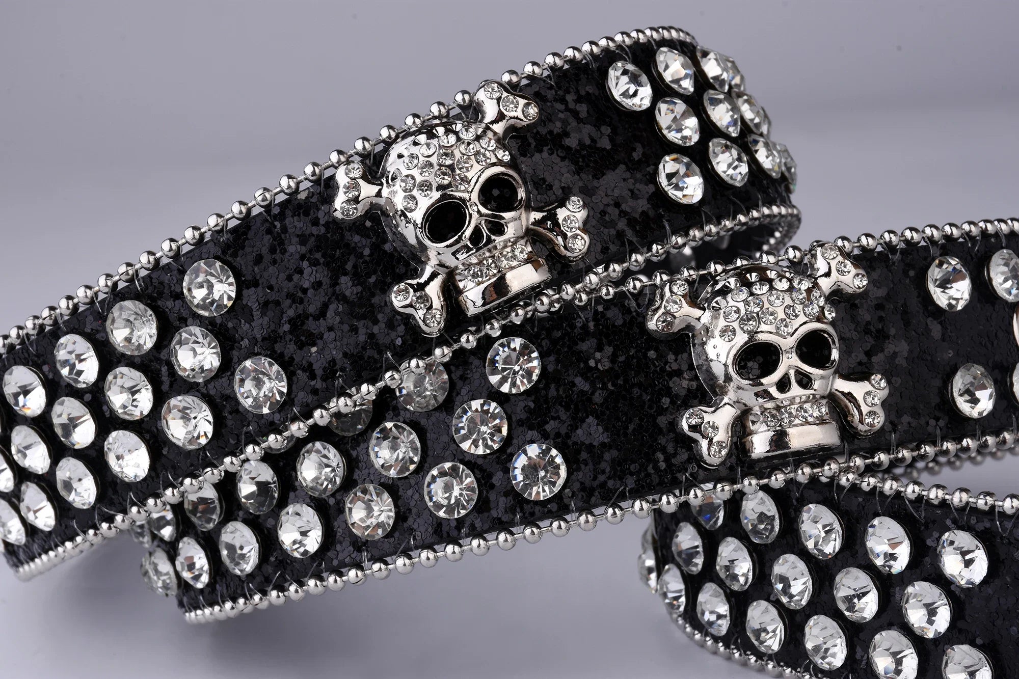 Rhinestone SkullBelt Western Cowgirl Belts For Women Girls Studded PU Leather Country Belt